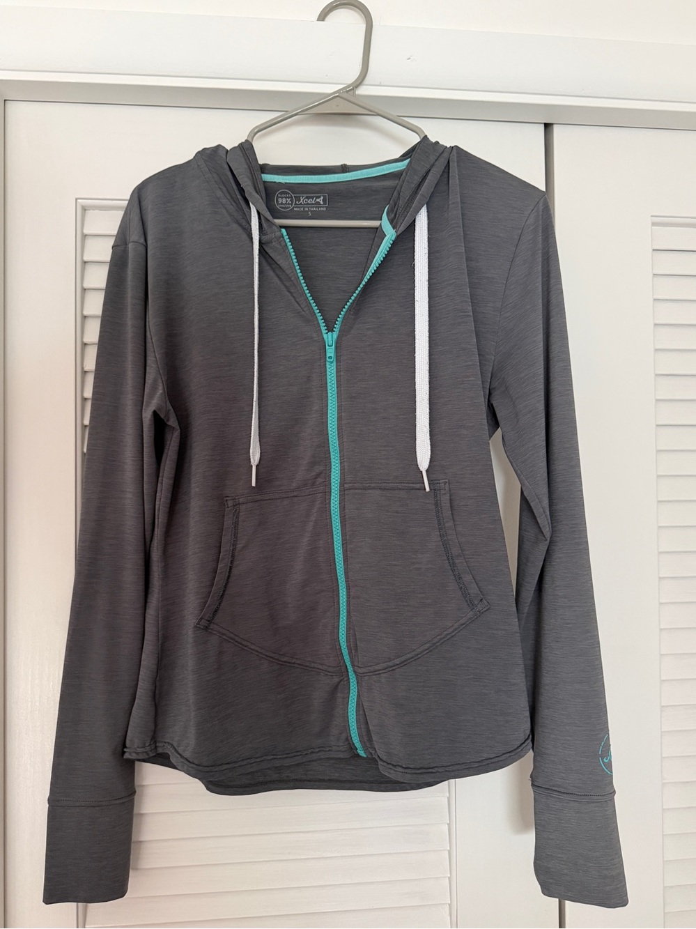 Women Xcel Gray with Teal Zip Hoodie